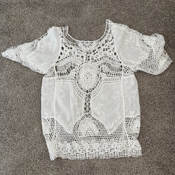 White Bathing Suit Coverup/Top - New Without Tags - Picture 1 of 4